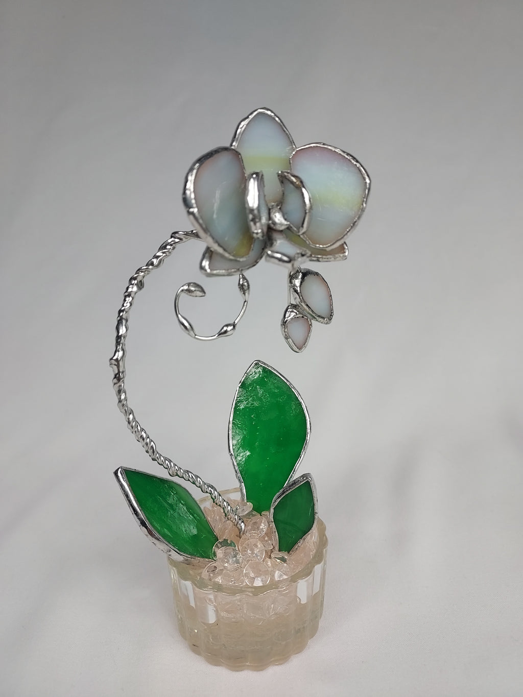 Mini Stained Glass Orchid – Celestial Blossom Veil - Clear  Ribbed Base