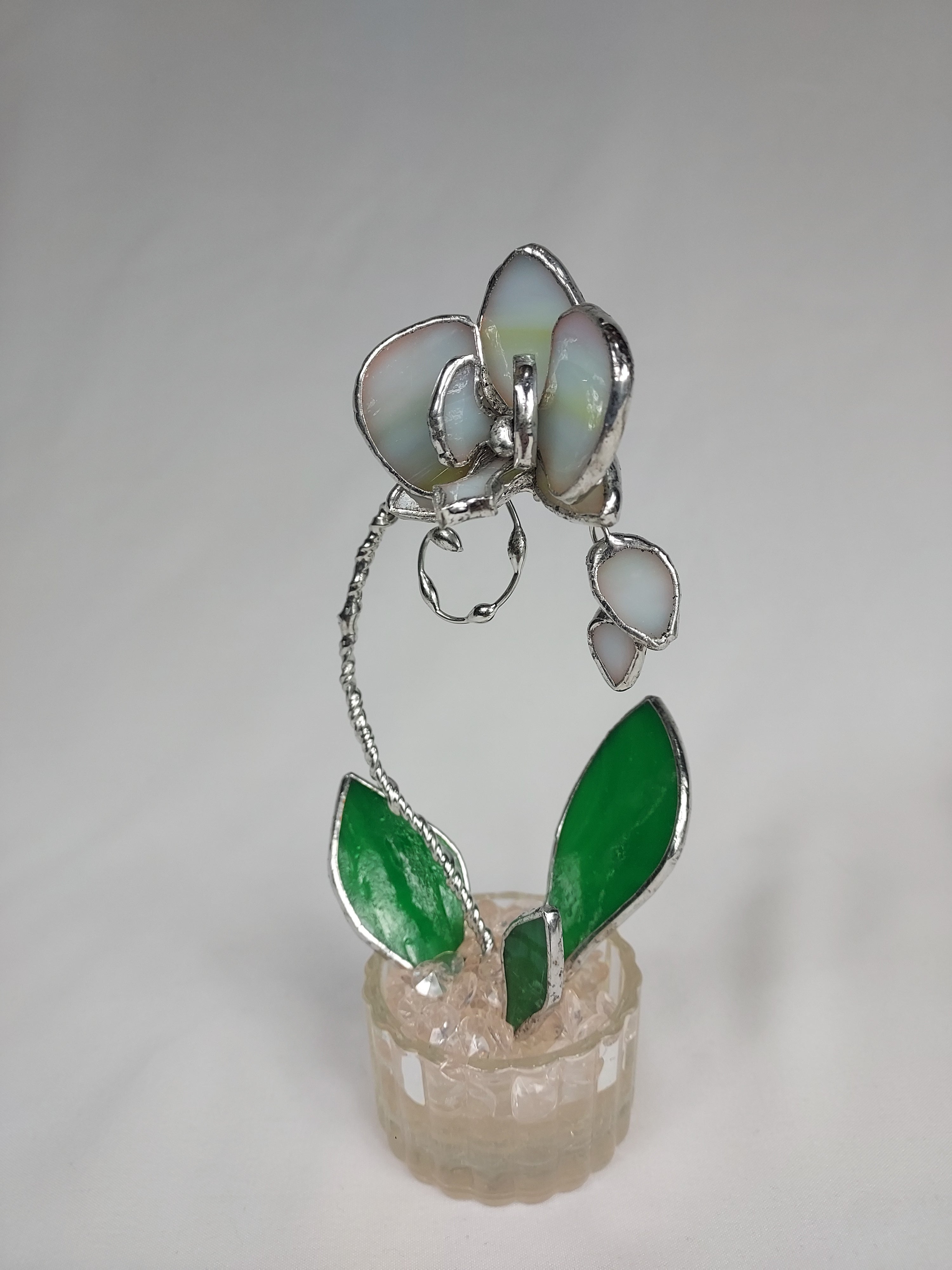 Mini Stained Glass Orchid – Celestial Blossom Veil - Clear  Ribbed Base