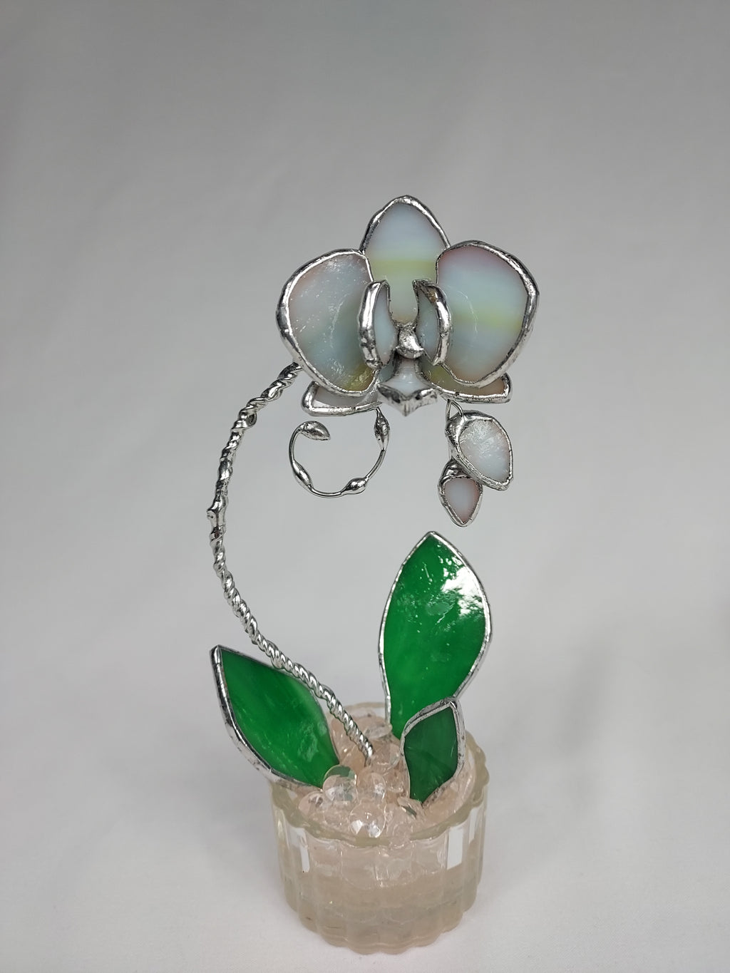 Mini Stained Glass Orchid – Celestial Blossom Veil - Clear  Ribbed Base