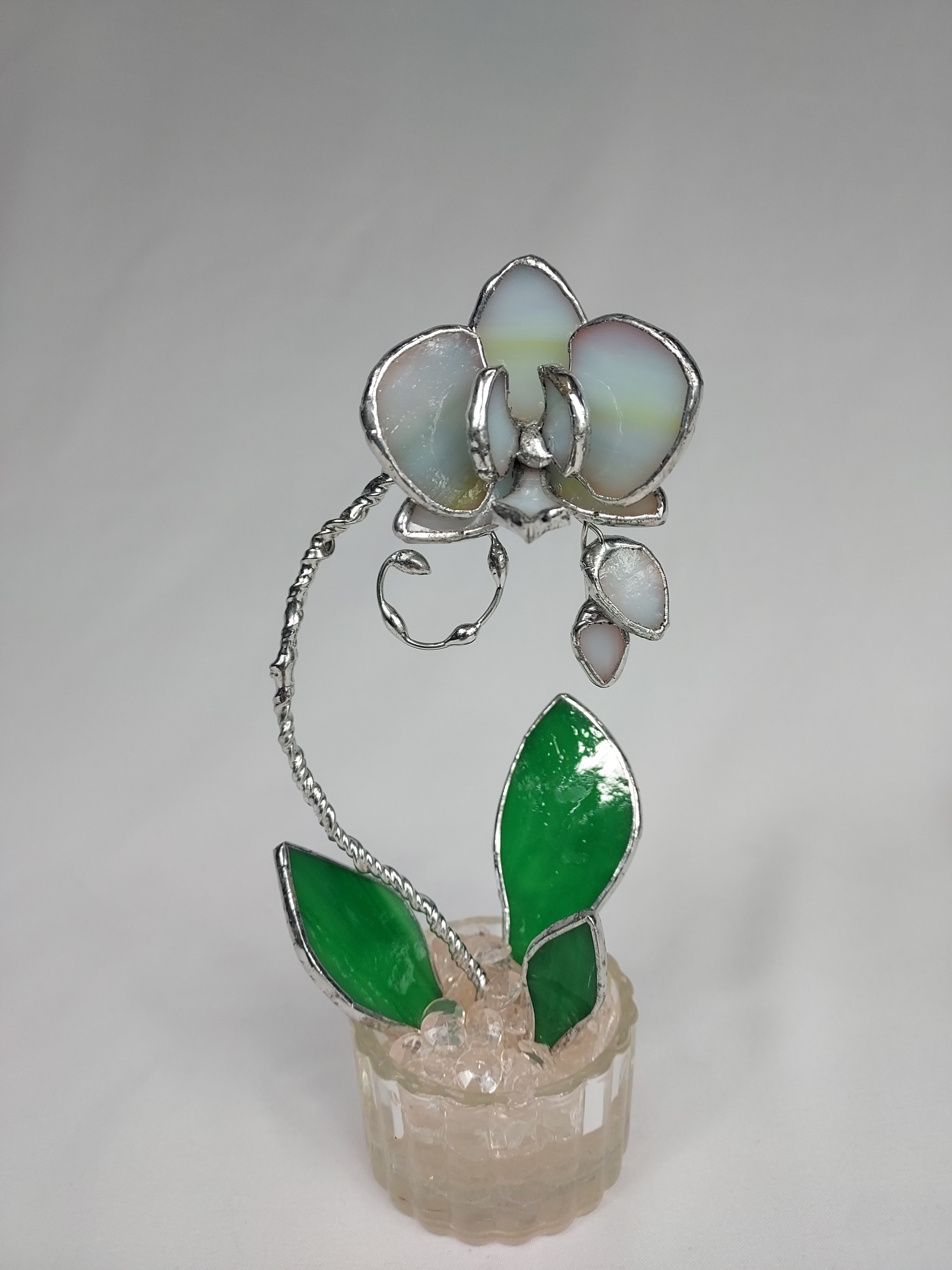 Mini Stained Glass Orchid – Celestial Blossom Veil - Clear  Ribbed Base