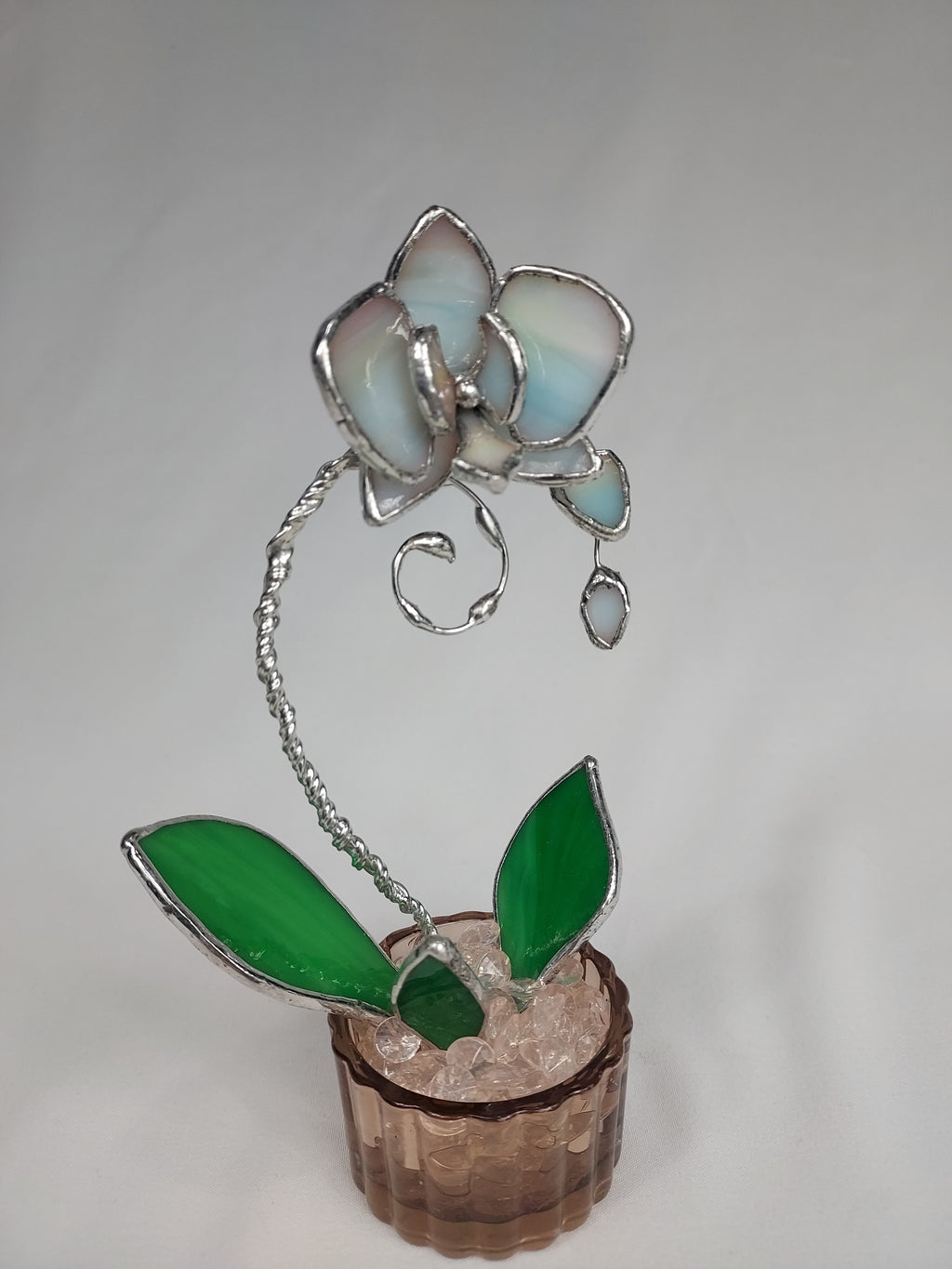 Mini Stained Glass Orchid – Celestial Blossom Veil - Amber  Ribbed Base