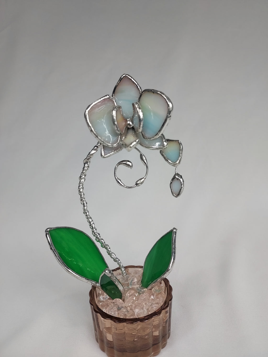 Mini Stained Glass Orchid – Celestial Blossom Veil - Amber  Ribbed Base