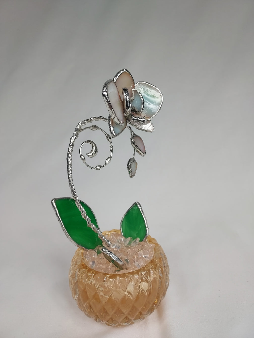 Mini Stained Glass Orchid – Celestial Blossom Veil - Diamond Nude Base