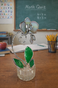 Mini Stained Glass Orchid – Celestial Blossom Veil - Clear  Ribbed Base