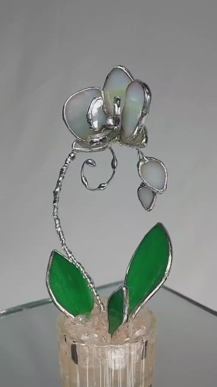 Mini Stained Glass Orchid – Celestial Blossom Veil - Clear  Ribbed Base