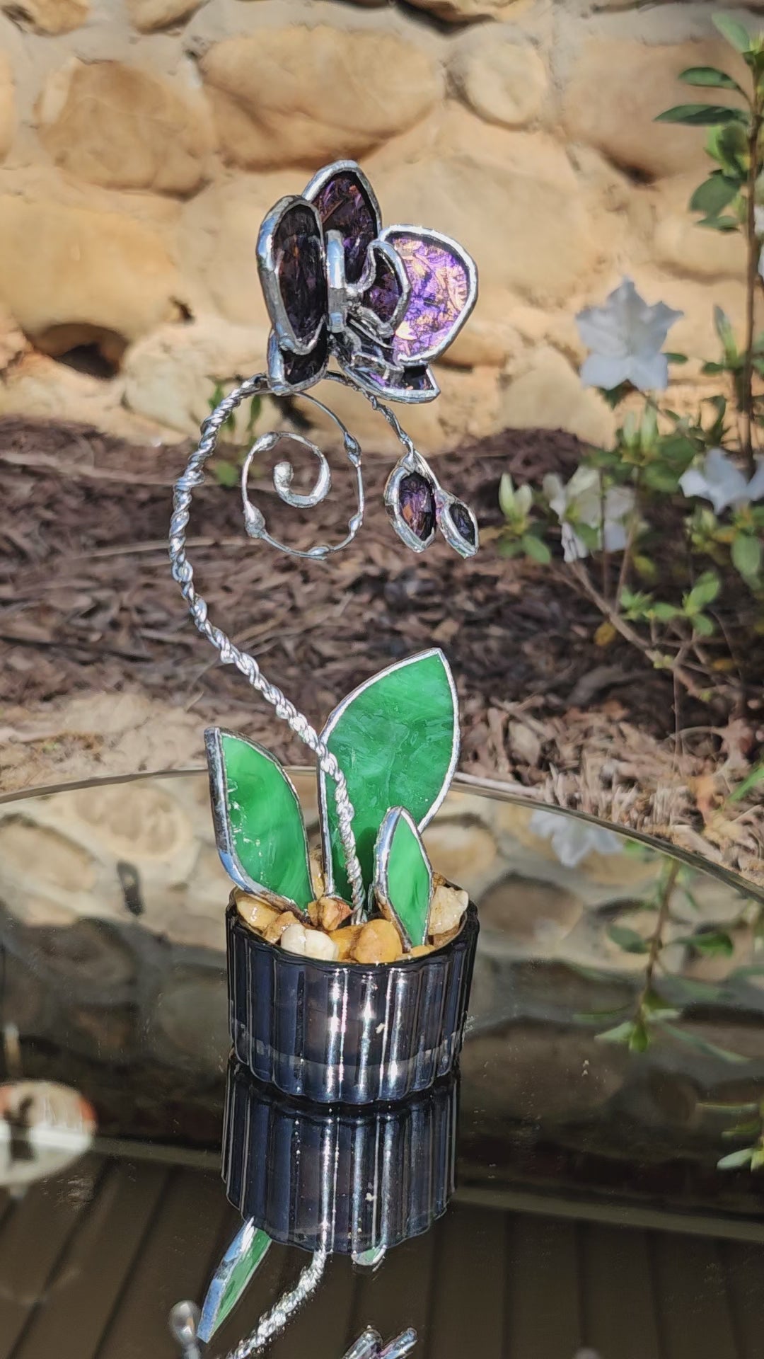 Mini Stained Glass Orchid - Van Gogh Glass