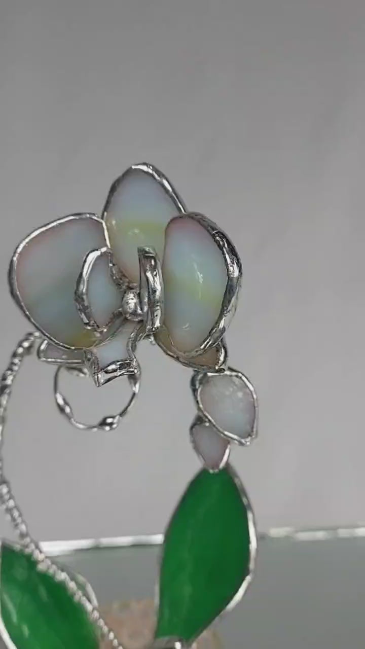 Mini Stained Glass Orchid – Celestial Blossom Veil - Clear  Ribbed Base