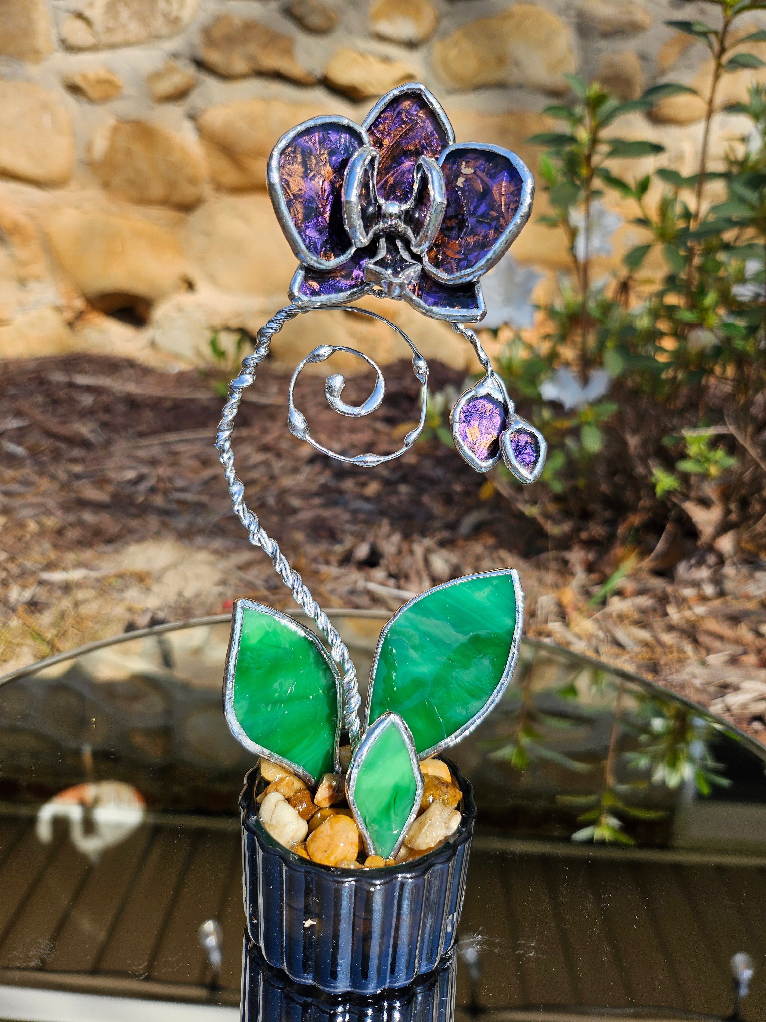 Mini Stained Glass Orchid - Van Gogh Glass